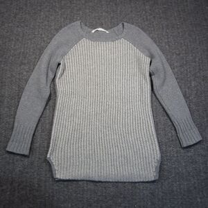 Athleta‎ Sweater Womens M Gray Wool Cashmere Blend Colorblock Split Hem Luxury